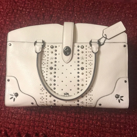 Coach Handbags - Ivory Coach Purse with Rivets